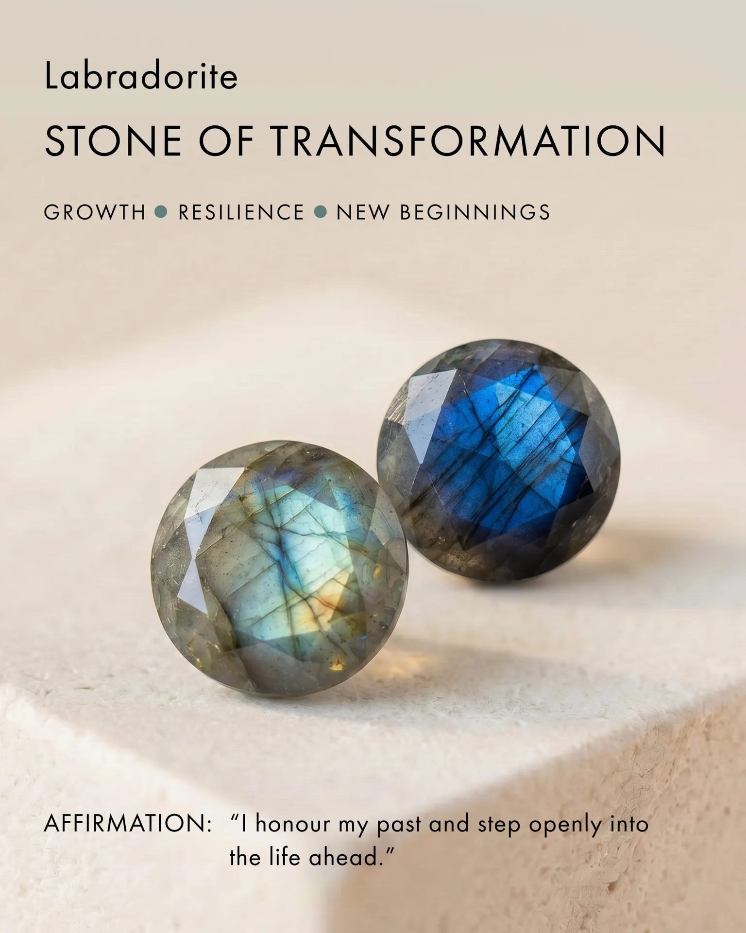 Labradorite Earrings - Circle Hoops