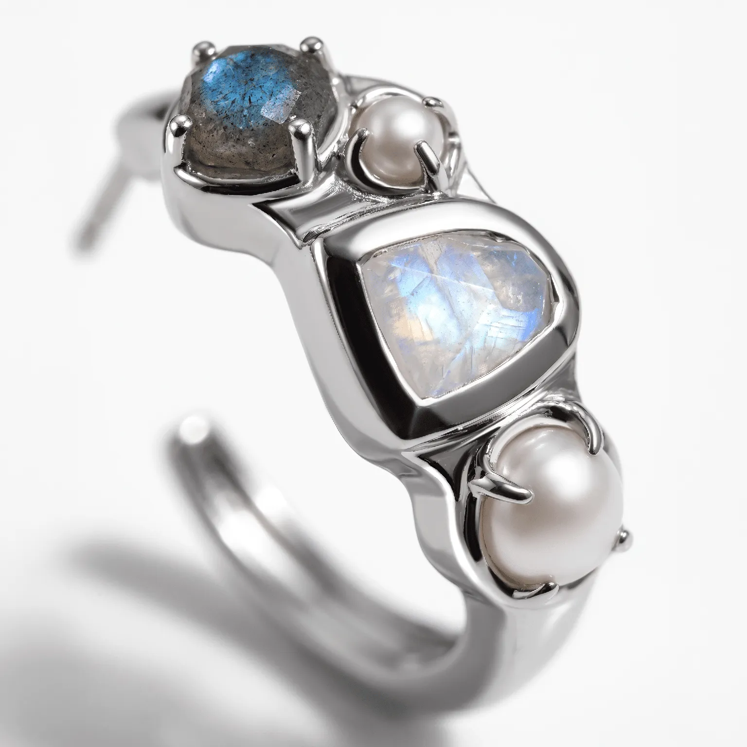 Moonstone Pearl Hoops - Heirloom