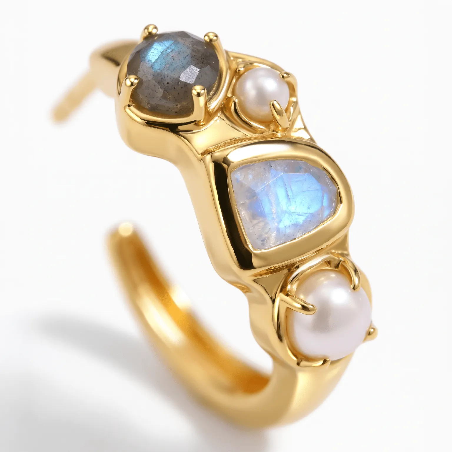 Moonstone Pearl Hoops - Heirloom
