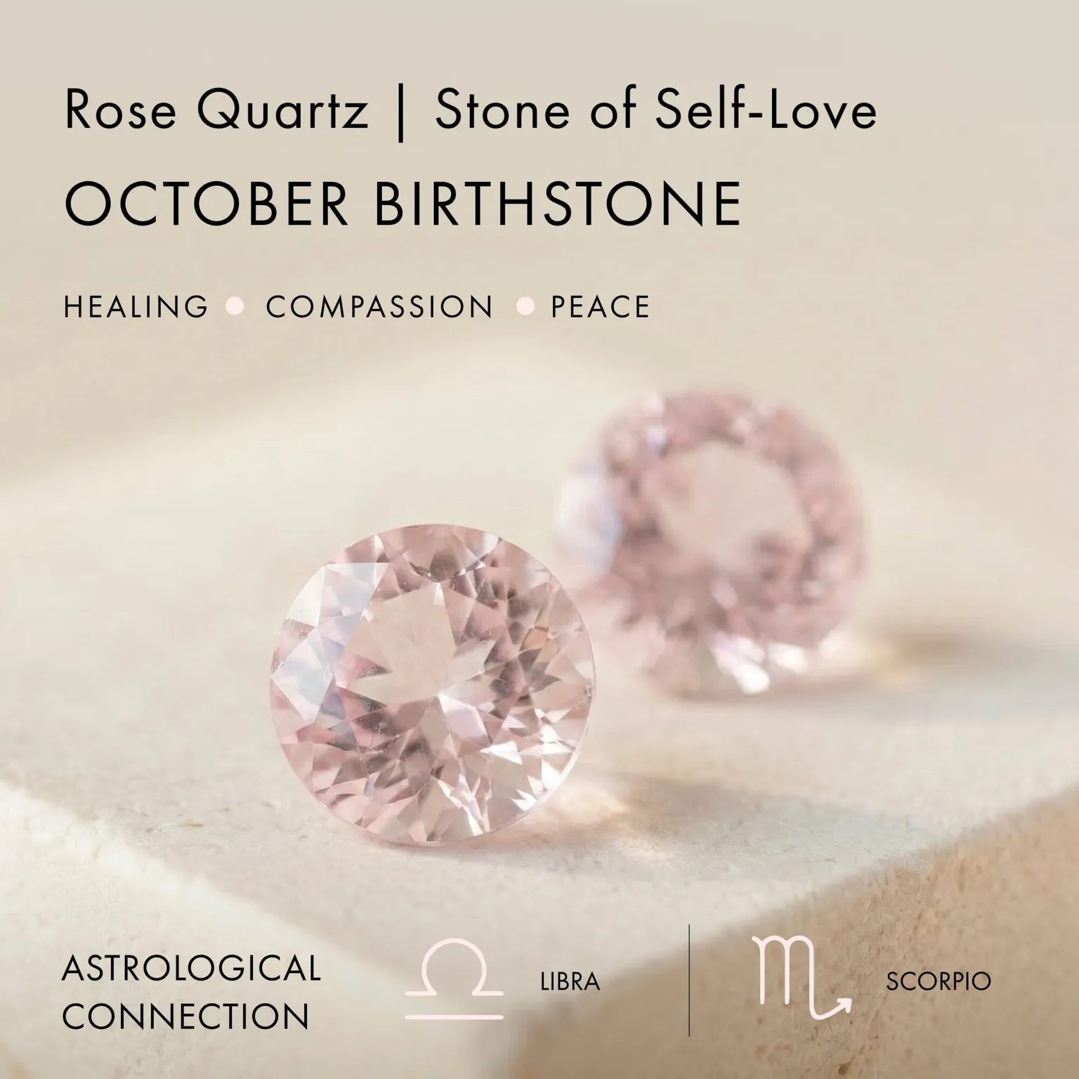Rose Quartz Earrings - Bonny Hoops - October Birthstone