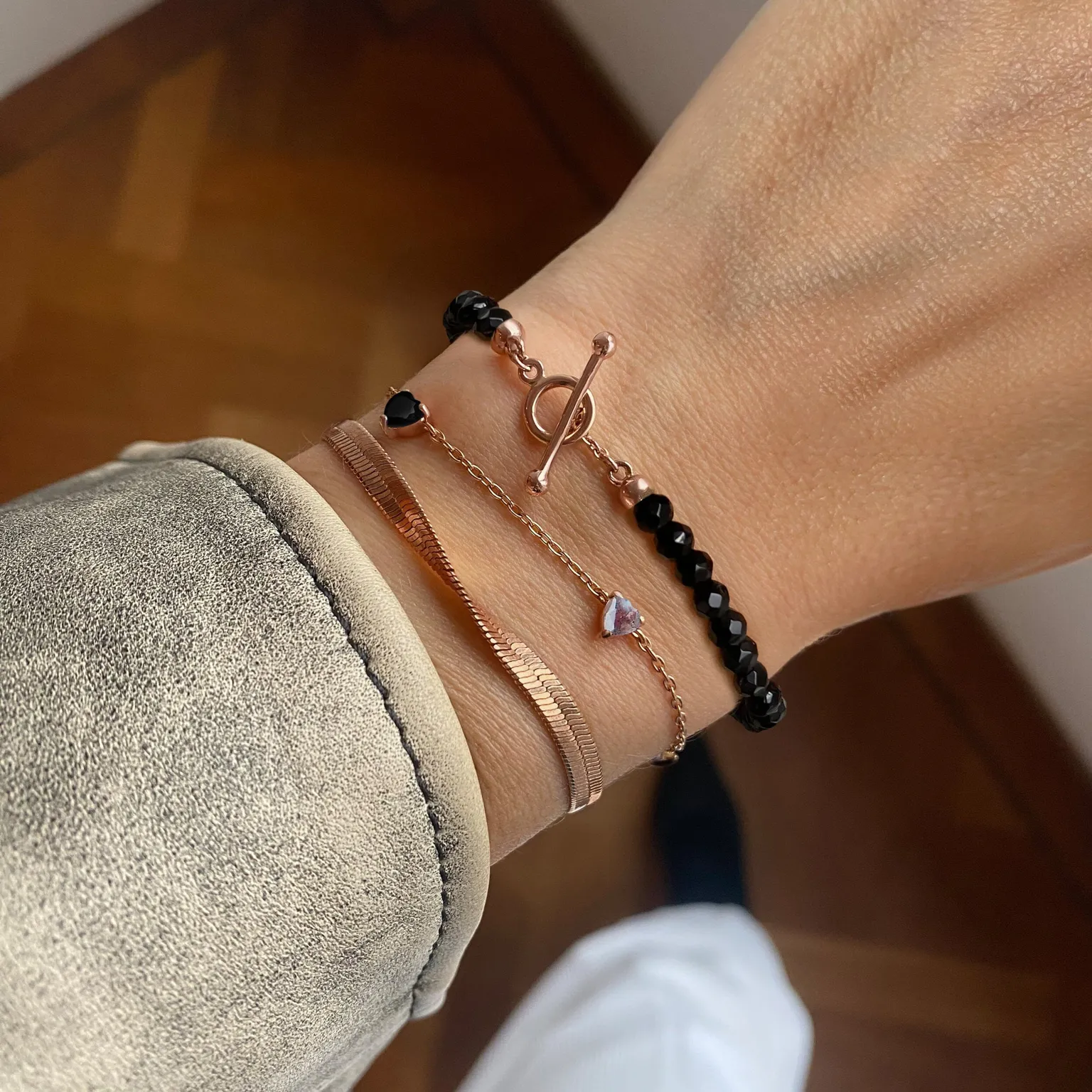 Black Obsidian Labradorite Bracelet - Crush