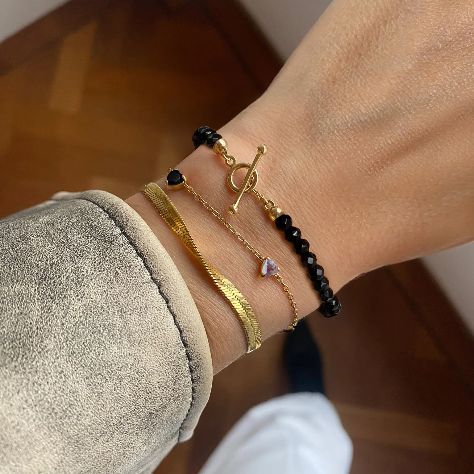Black Obsidian Labradorite Bracelet - Crush