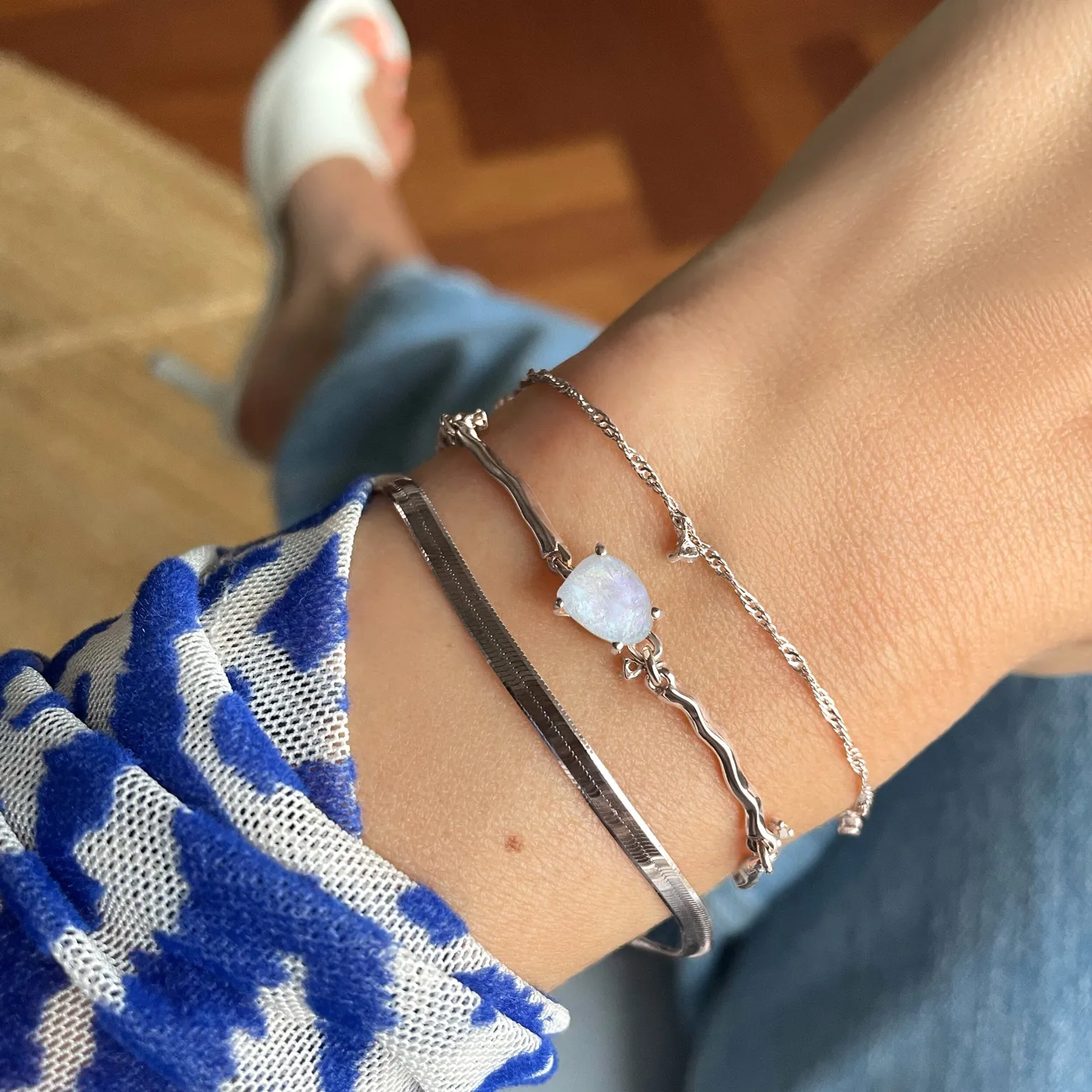 Moonstone Flow & Herringbone Bracelets