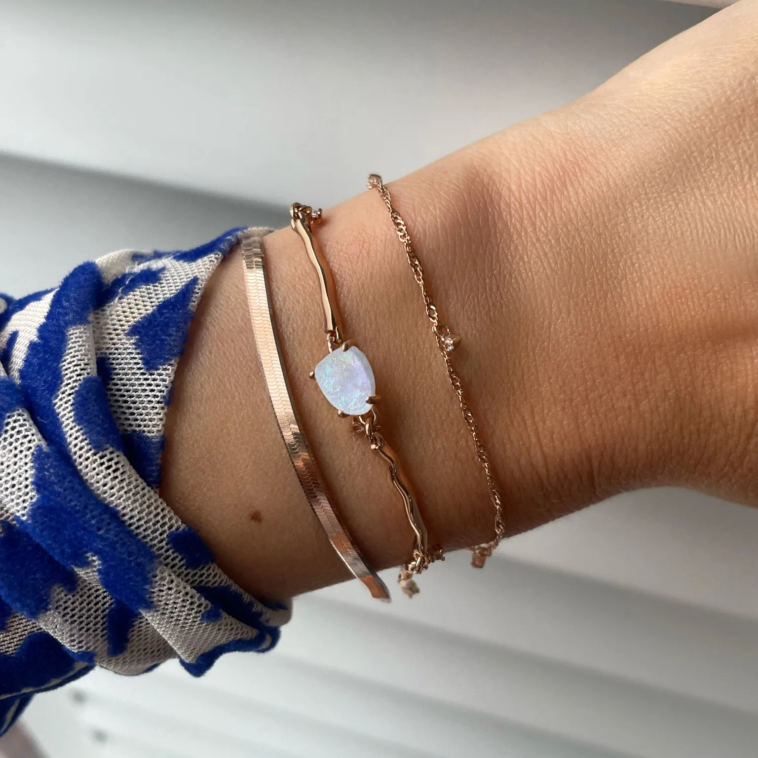 Moonstone Flow & Herringbone Bracelets