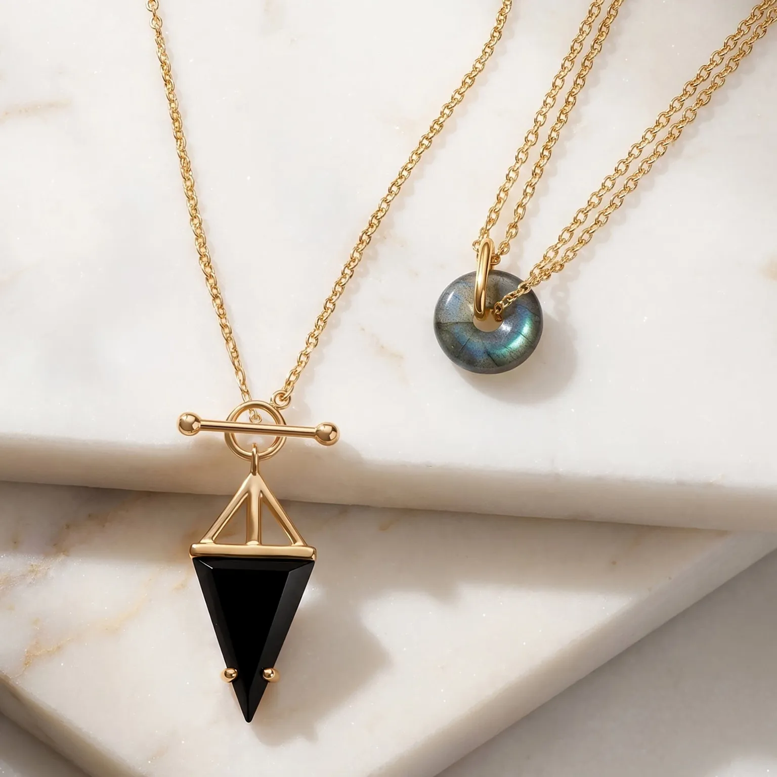 Labradorite Ora & Black Obsidian Heroine Necklaces