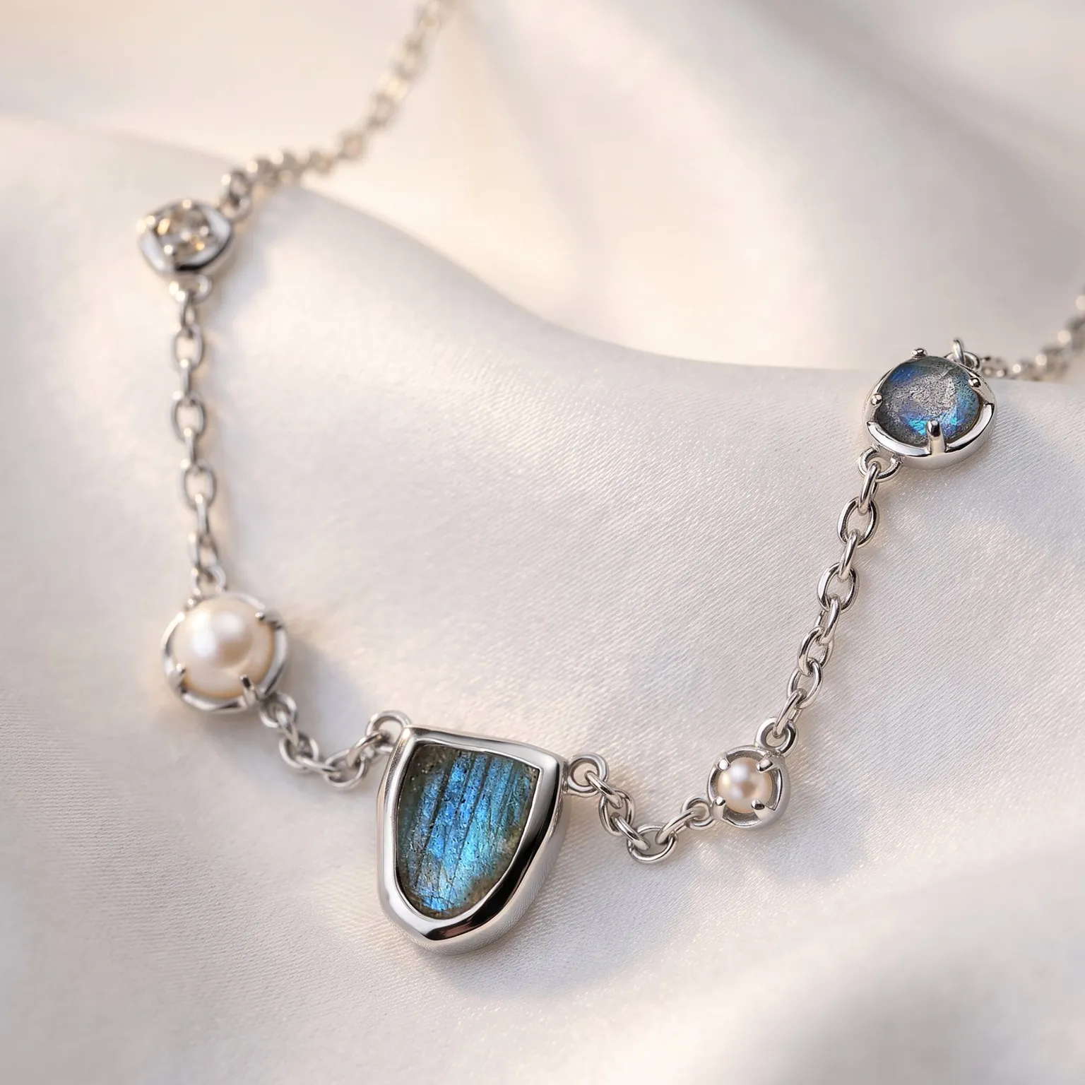 Labradorite Pearl Necklace - Heirloom