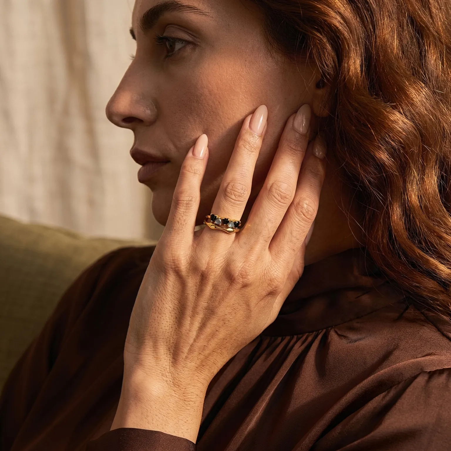 Black Obsidian Labradorite Ring - Crush