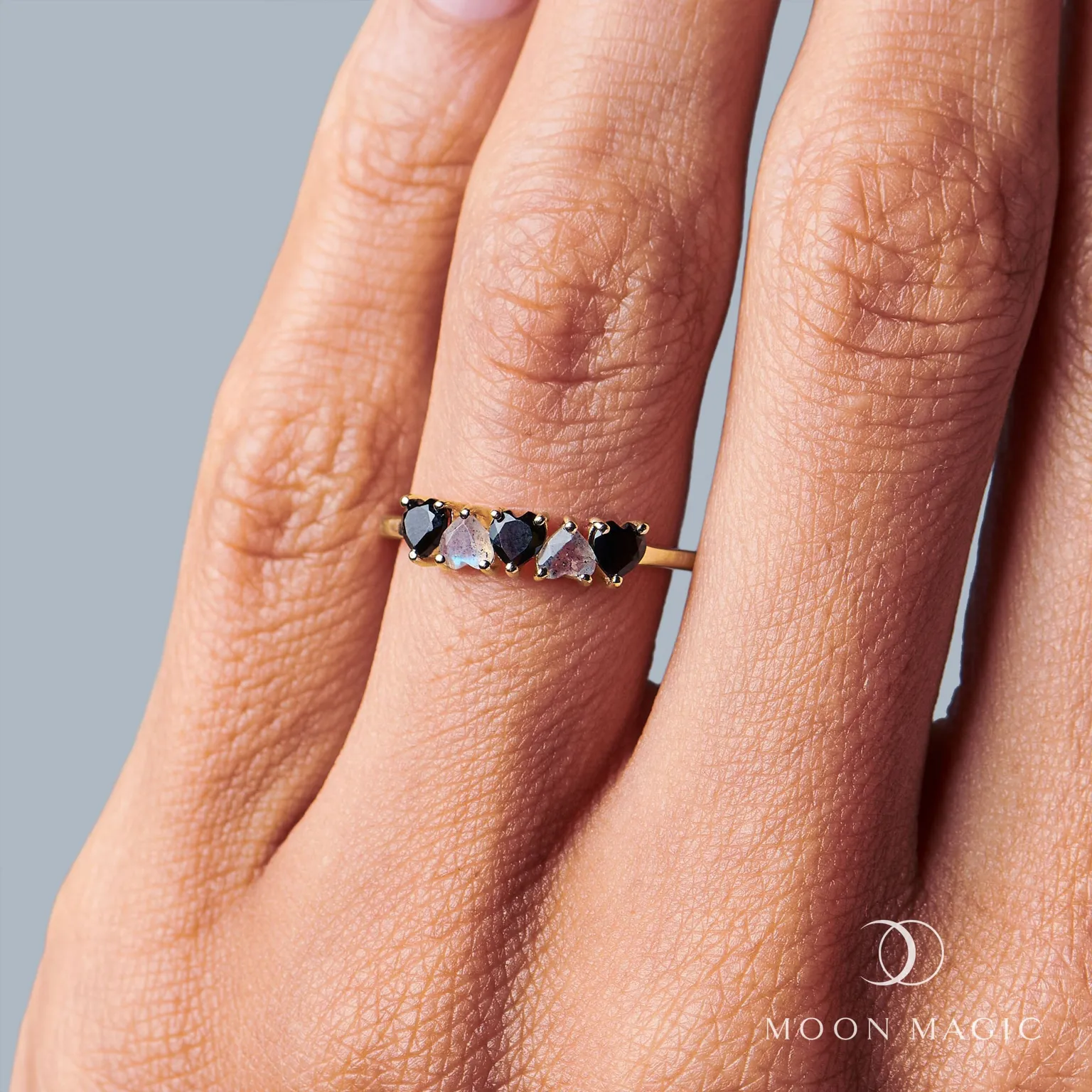 Black Obsidian Labradorite Ring - Crush