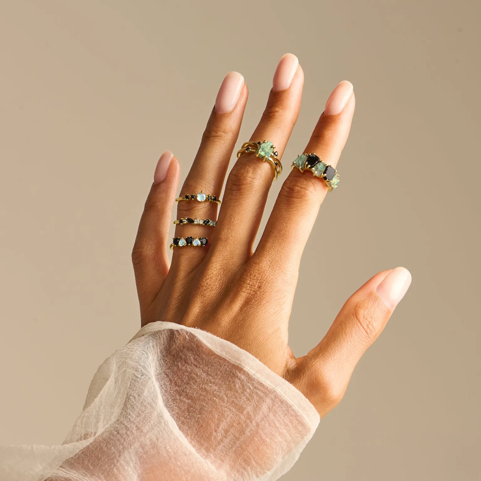 Black Obsidian Labradorite Ring - Crush
